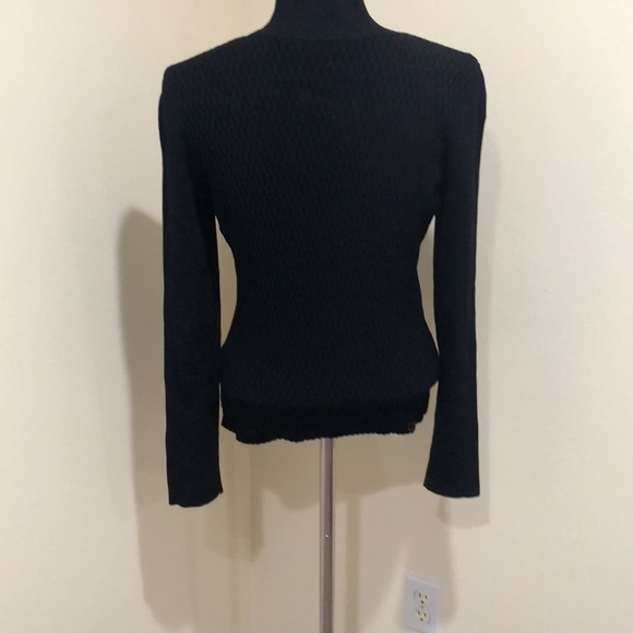 Milly Sweater Size XL Black Cutout Turtleneck Textured Knit Pullover - Picture 6 of 10
